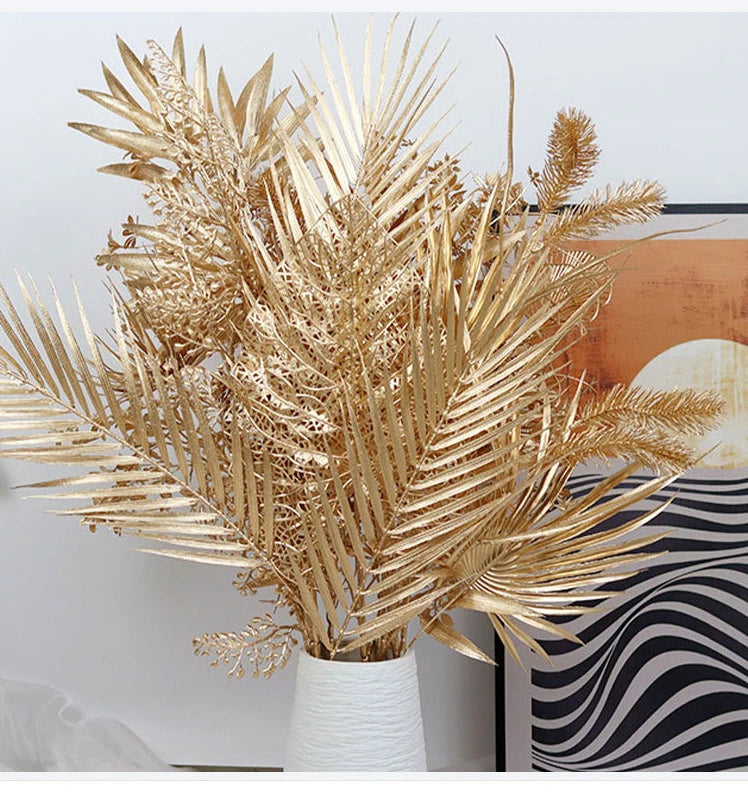 95cm Gold Artificial Eucalyptus & Ginkgo Leaf Plant Decor