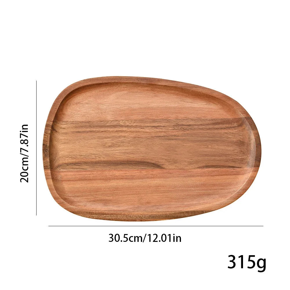 Round Wooden Serving Tray – Natural Wood Craft