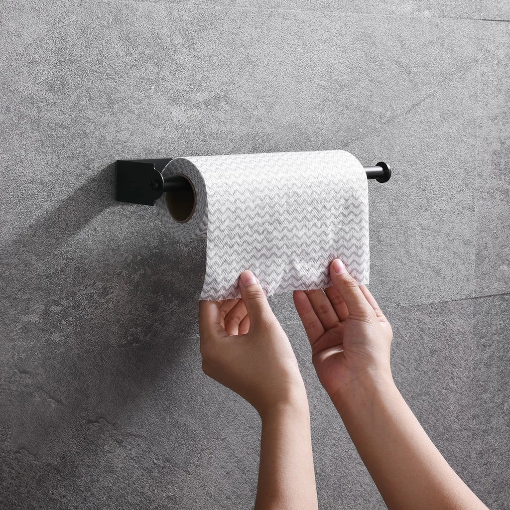 Punch-Free Adhesive Stainless Steel Paper Towel & Toilet Holder