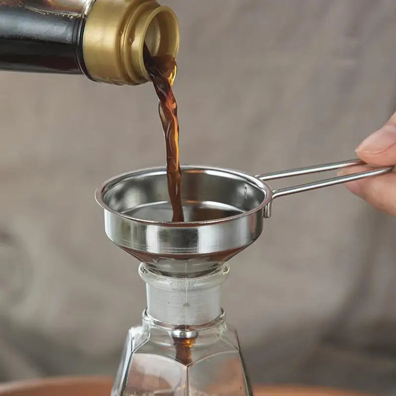 Stainless Steel Mini Funnel – Long Handle Liquid & Powder Pouring Tool