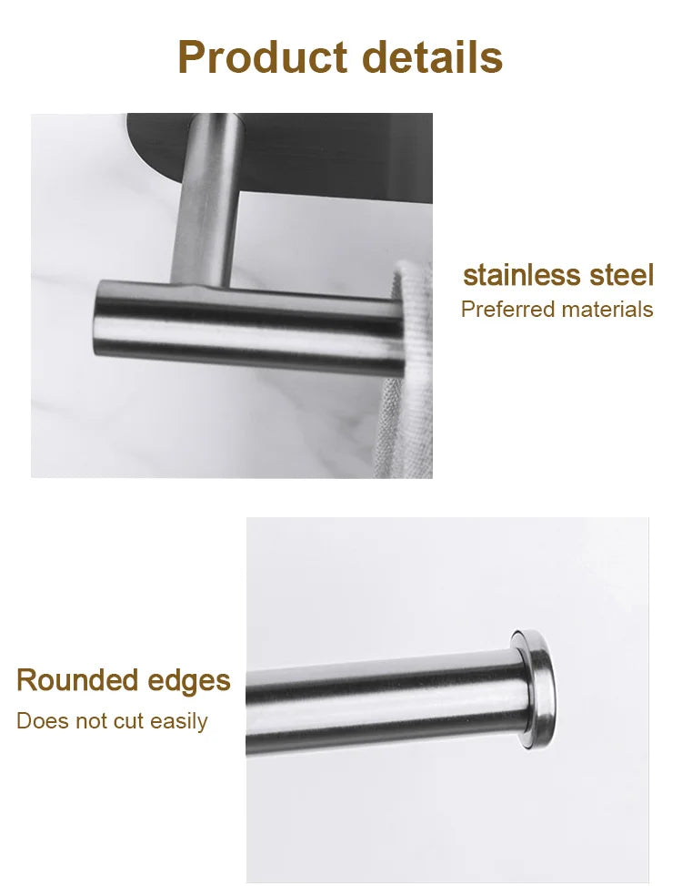 No-Drill Toilet Paper Holder Wall Mount Stainless Steel Easy Install Paper Roll Rack