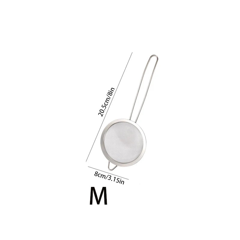 3-Piece Stainless Steel Fine Mesh Strainer Set with Handle & Hook – Colander Sifter for Juice, Soy Milk & Kitchen Use