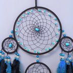 Auspicious Five Rings Dream Catcher Feather Wall Hanging Decor
