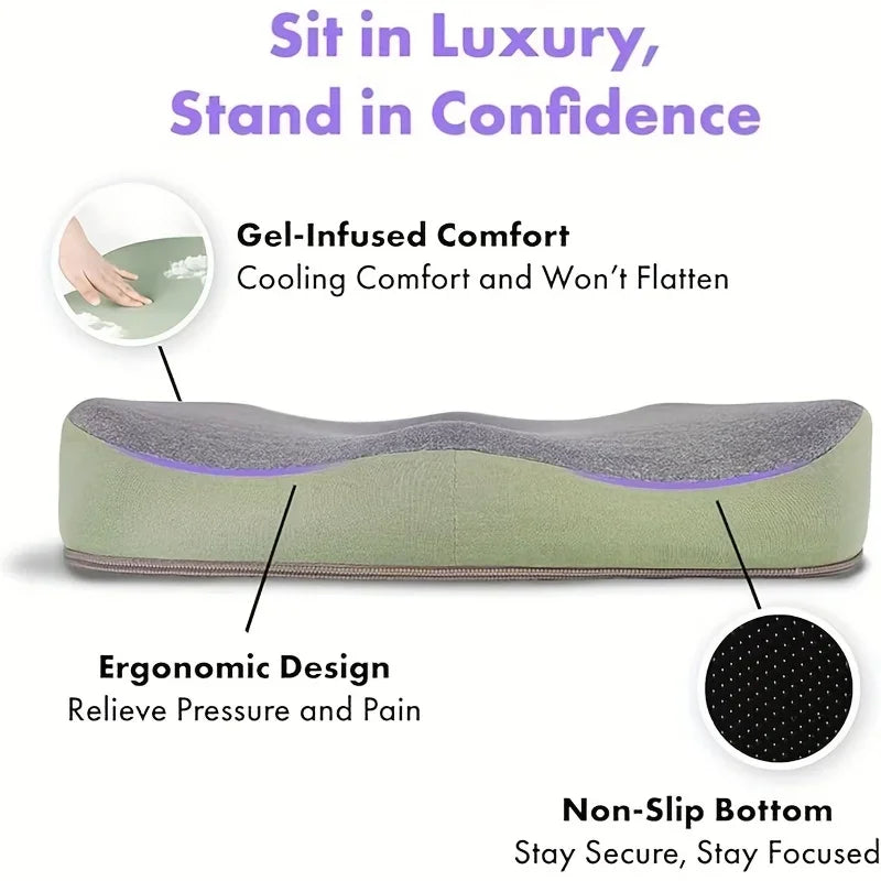 Memory Foam Seat Cushion with Massage & Removable Cover – Anti-Slip