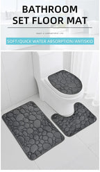 3-Piece Microfiber Bathroom Mat Set Non-Slip Absorbent Floor Rugs Soft and Comfortable