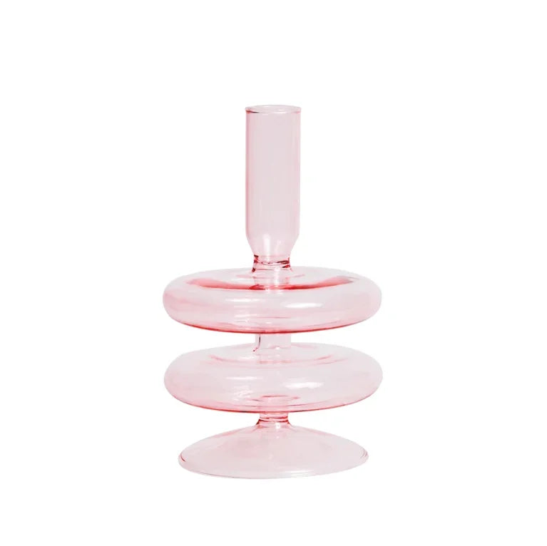 Handmade Nordic Glass Candlestick – Retro Candle Holder & Vase