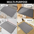Memory Foam Embossed Velvet Bathroom & Living Room Mat – Non-Slip Cobblestone Floor Carpet