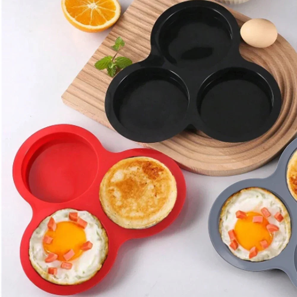 3-Hole Silicone Muffin & Egg Mold – Heat Resistant Bakeware