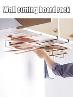 Metal Kitchen Cutting Board & Lid Organizer – Wall-Mounted Rack