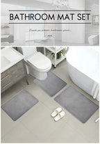 Three-Piece Bathroom Mat Set Non-Slip Microfiber Absorbent Floor Rugs Soft and Comfortable