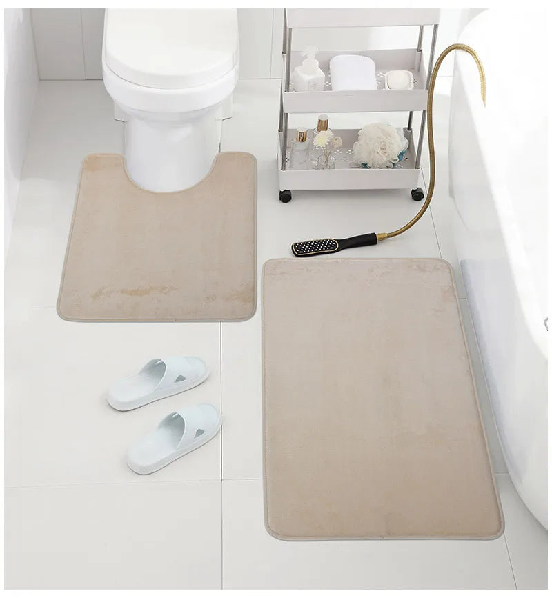 Three-Piece Bathroom Mat Set Non-Slip Microfiber Absorbent Floor Rugs Soft and Comfortable
