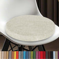 Round Linen Seat Cushion – Breathable PU Foam Pad for Dining & Bar Chairs