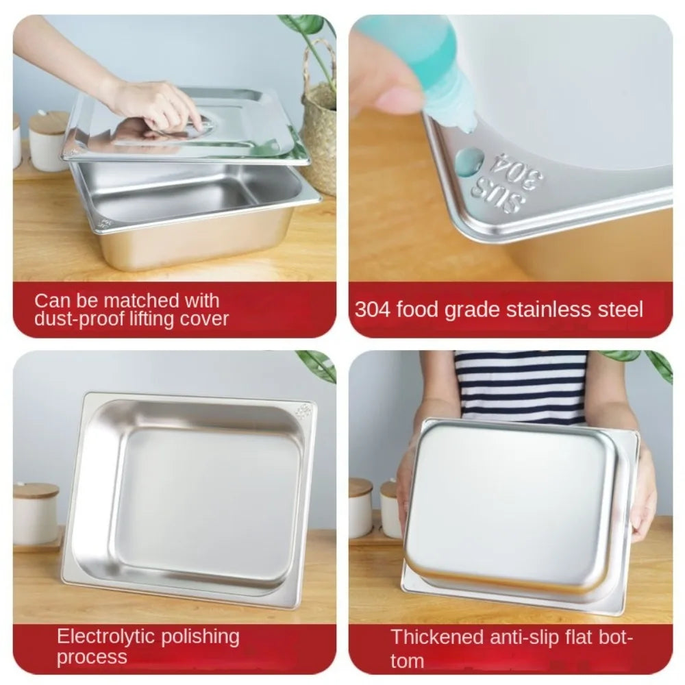 304 Stainless Steel Food Storage Pan – Durable Buffet & Kitchen Use