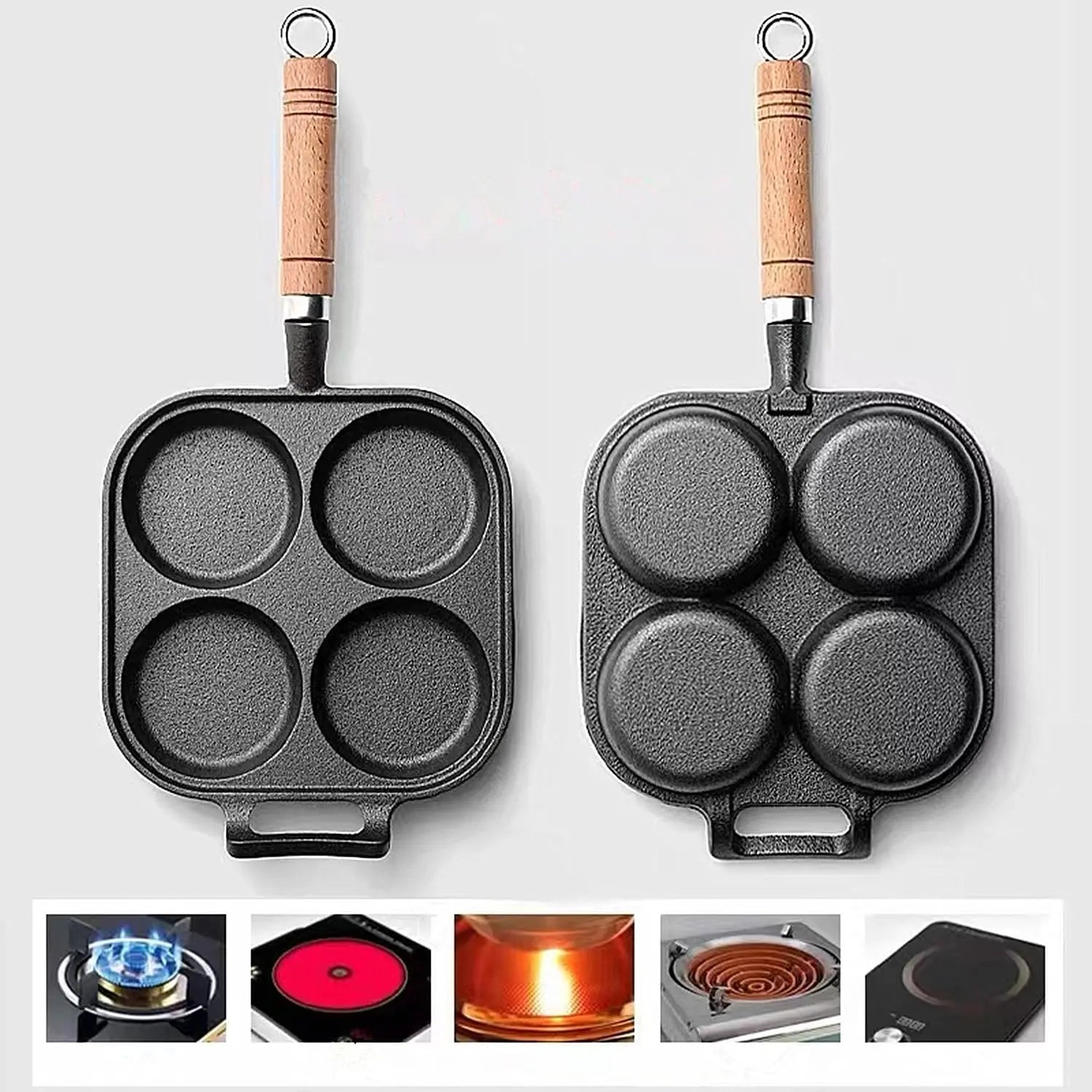 4-Hole Non-Stick Egg & Pancake Frying Pan