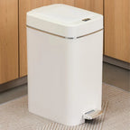 Large Capacity Pedal Trash Can for Bathroom & Living Room, Silent Slow-Close Foot-Operated Waste Bin