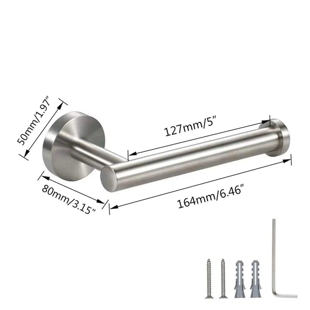Stainless Steel Wall-Mounted Toilet Paper Holder Round Tissue Roll Dispenser