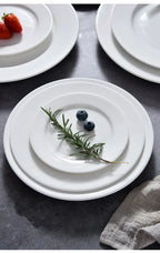 Round Ceramic Plate – Solid Porcelain Tableware for Home & Hotel