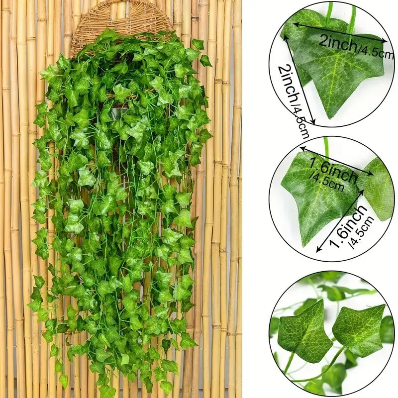 2/80M Artificial Green Leaves Ivy Vine Garland – 30pcs