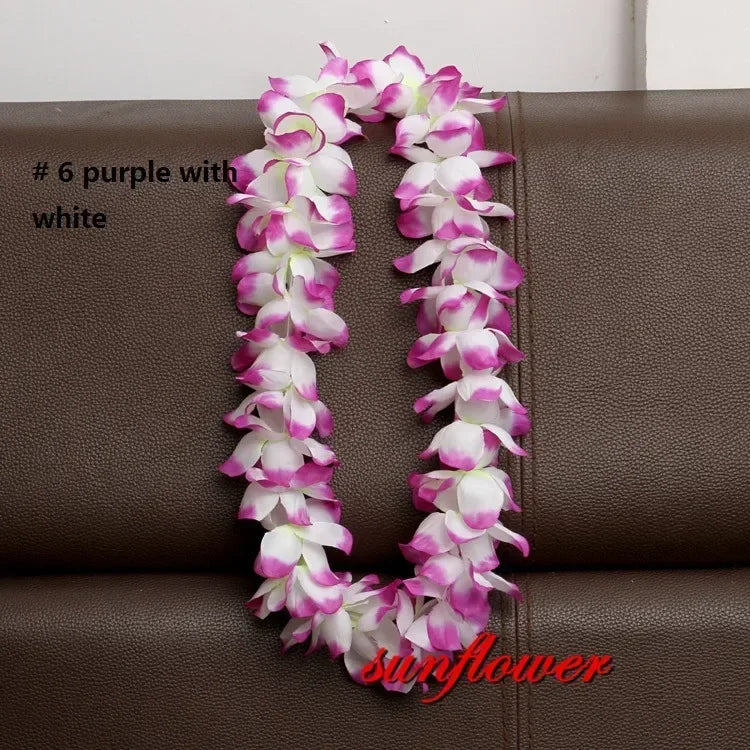 Artificial Hawaiian Flower Necklace Leis Heart-Shaped Garland Decor