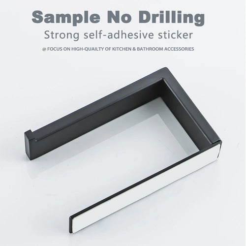 Black Self-Adhesive Toilet Paper Holder Stainless Steel Wall Mount Tissue Roll Rack