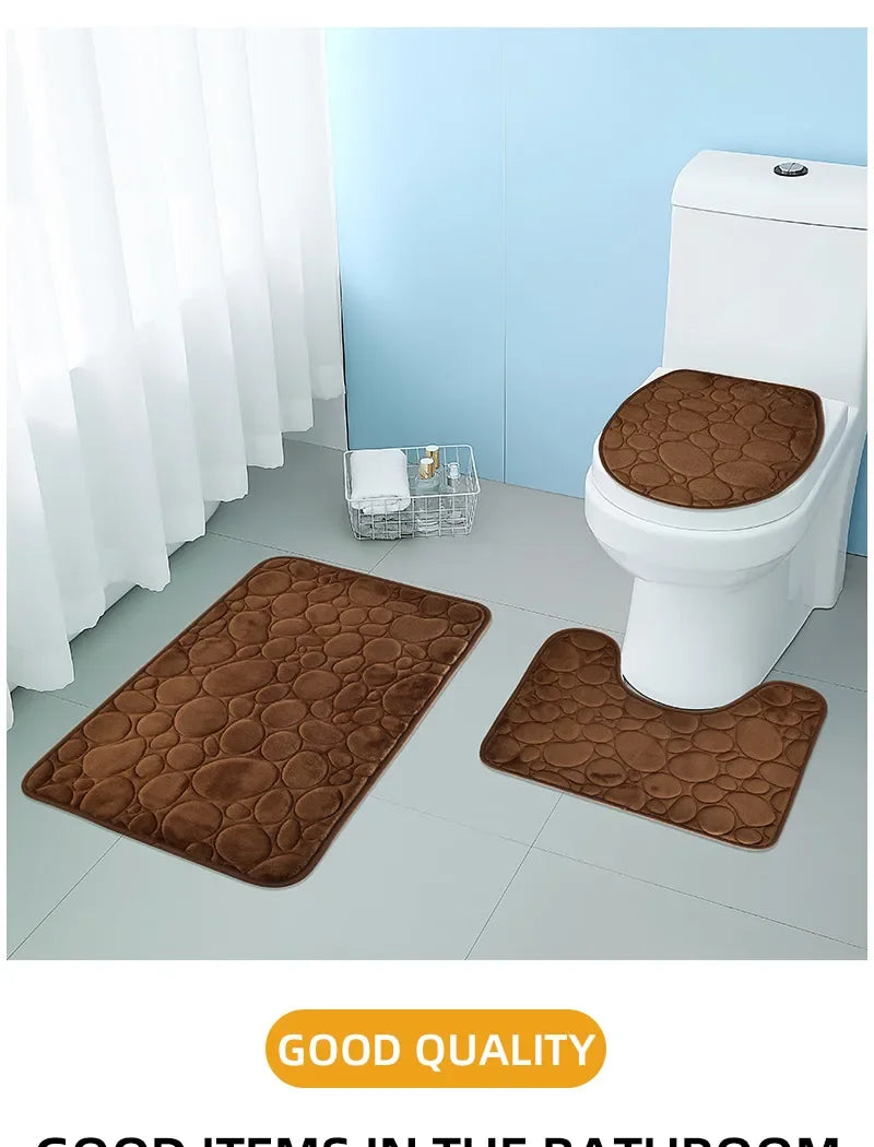 3-Piece Microfiber Bathroom Mat Set Non-Slip Absorbent Floor Rugs Soft and Comfortable