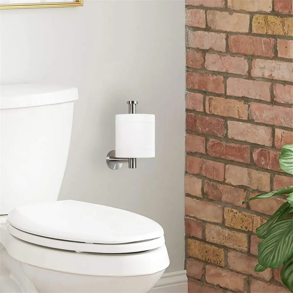 Stainless Steel Wall-Mounted Toilet Paper Holder Round Tissue Roll Dispenser