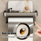 Drill-Free Wall-Mounted Aluminum Toilet Paper Holder Bathroom & Kitchen Tissue Rack