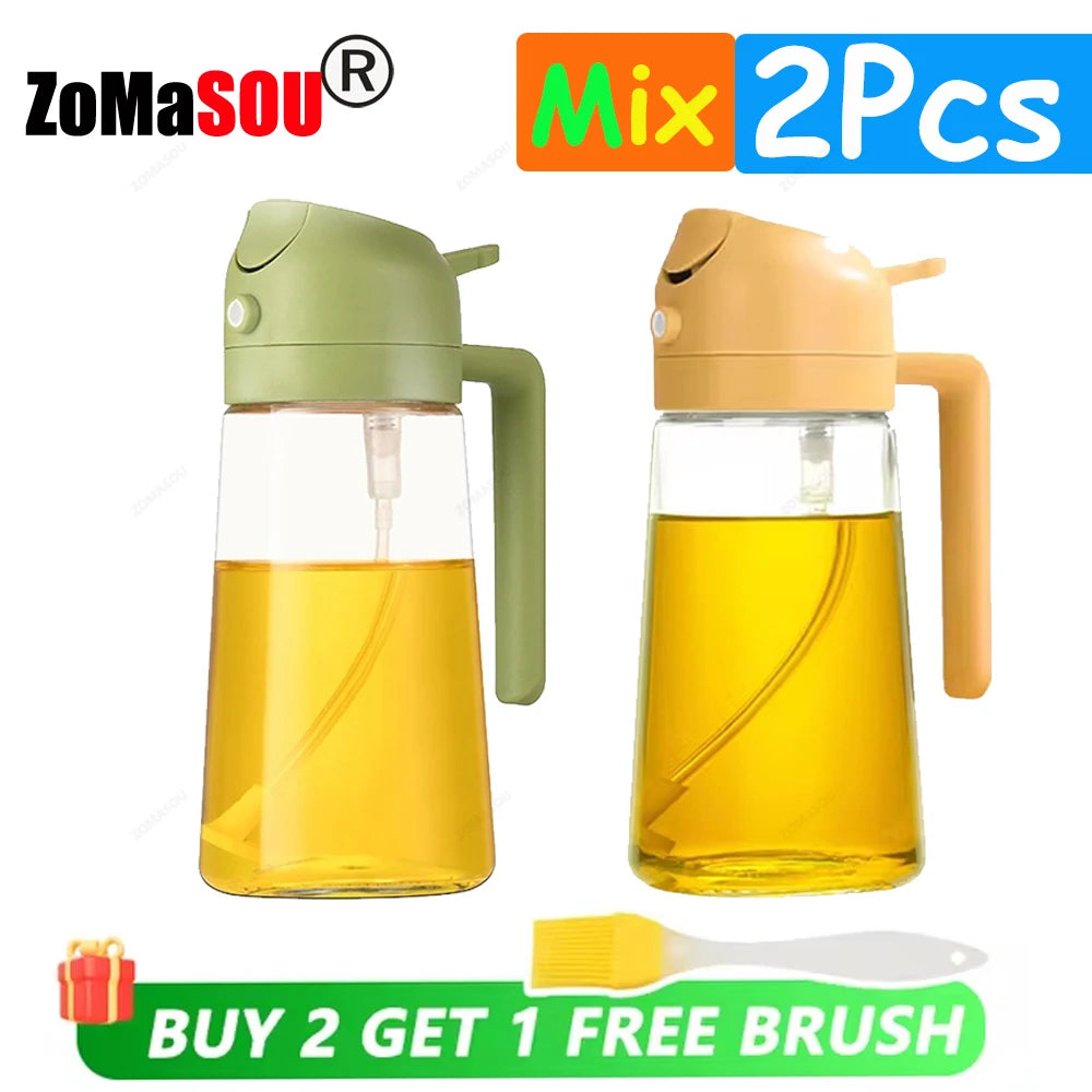 2-in-1 Oil Sprayer & Pourer – Refillable Kitchen Oil Dispenser Bottle