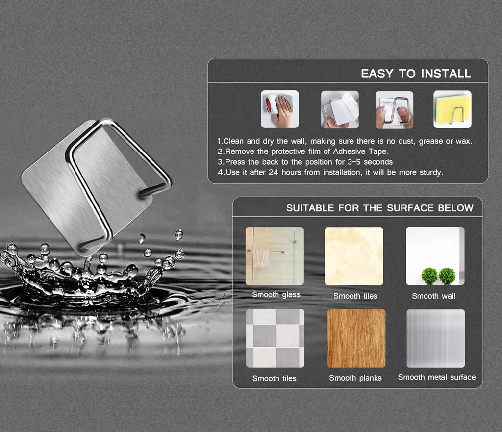 Stainless Steel Creative Sponge Holder – Self-Adhesive & Space-Saving
