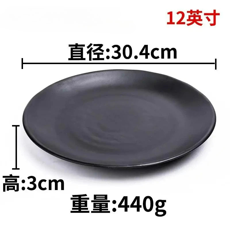 CERAMICS Round Plastic Plate – Solid Color Durable Tableware