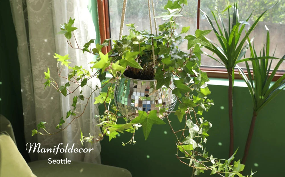 Disco Ball Self-Watering Hanging Planter Pot