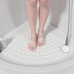 Non-Slip Corner Shower Mat 54x54cm – Rubber Suction Cup Bath Mat with Drain Holes & Massage Foot Surface
