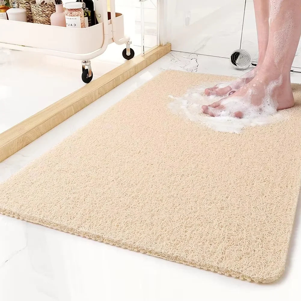 Non-Slip Shower & Bathtub Mat 24x16 Inch PVC Loofah Quick Drying Bath Mat with Drain