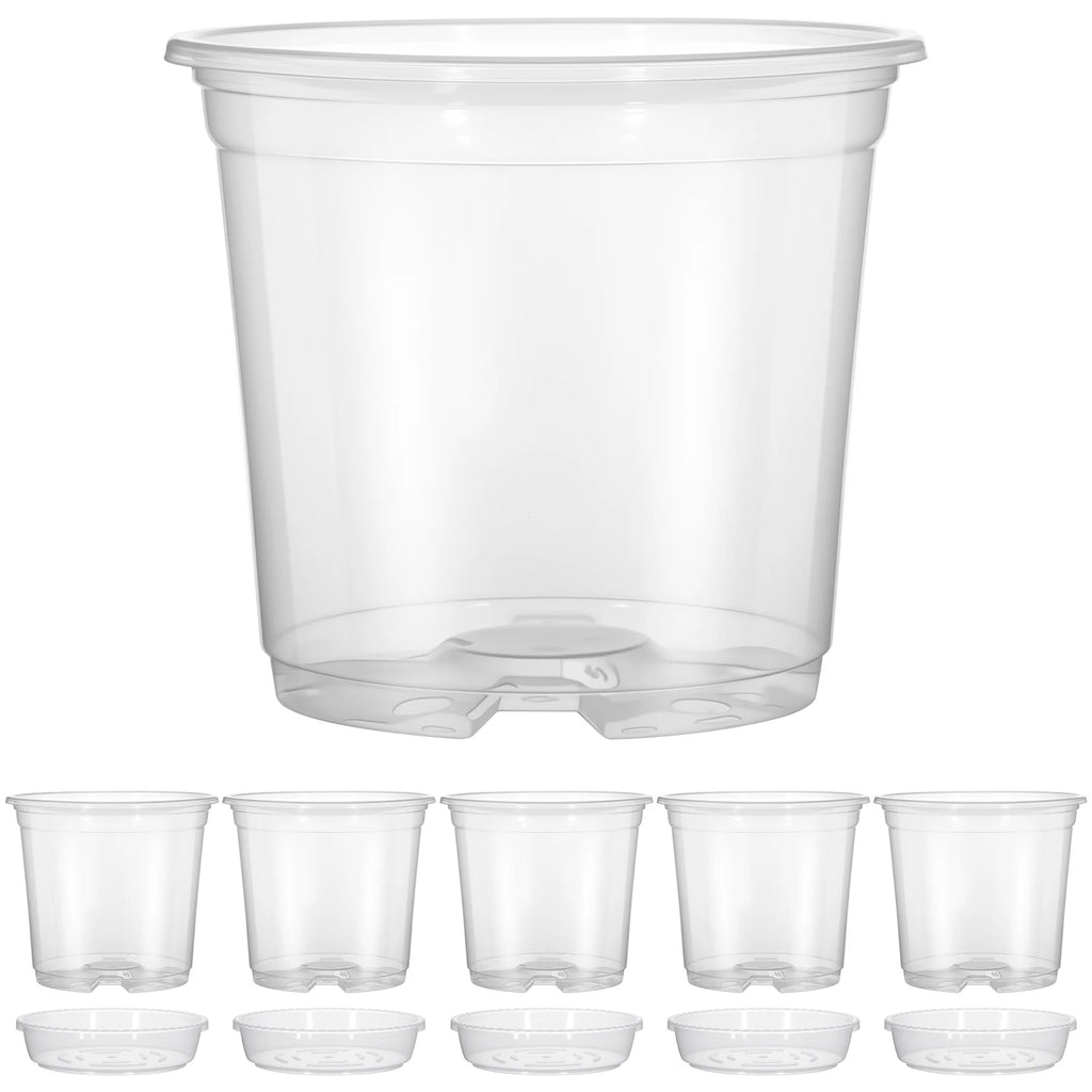 5PCS Transparent Hydroponic Plant Pots with Saucers