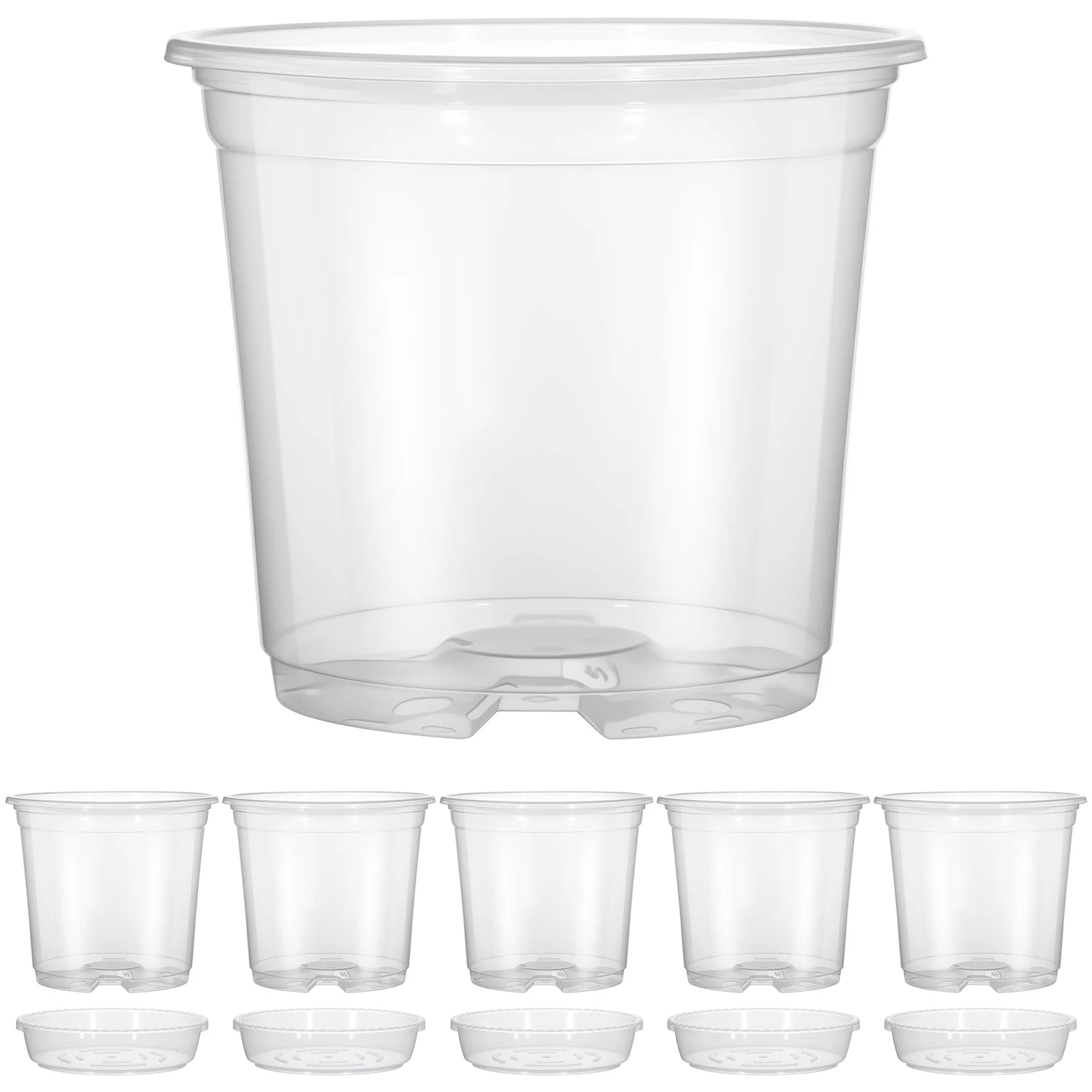 5PCS Transparent Hydroponic Plant Pots with Saucers