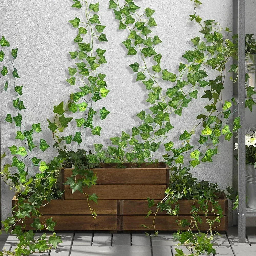 2/80M Artificial Green Leaves Ivy Vine Garland – 30pcs