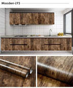 PVC Vinyl Wood Grain Wallpaper Self-Adhesive Waterproof 60cm Roll