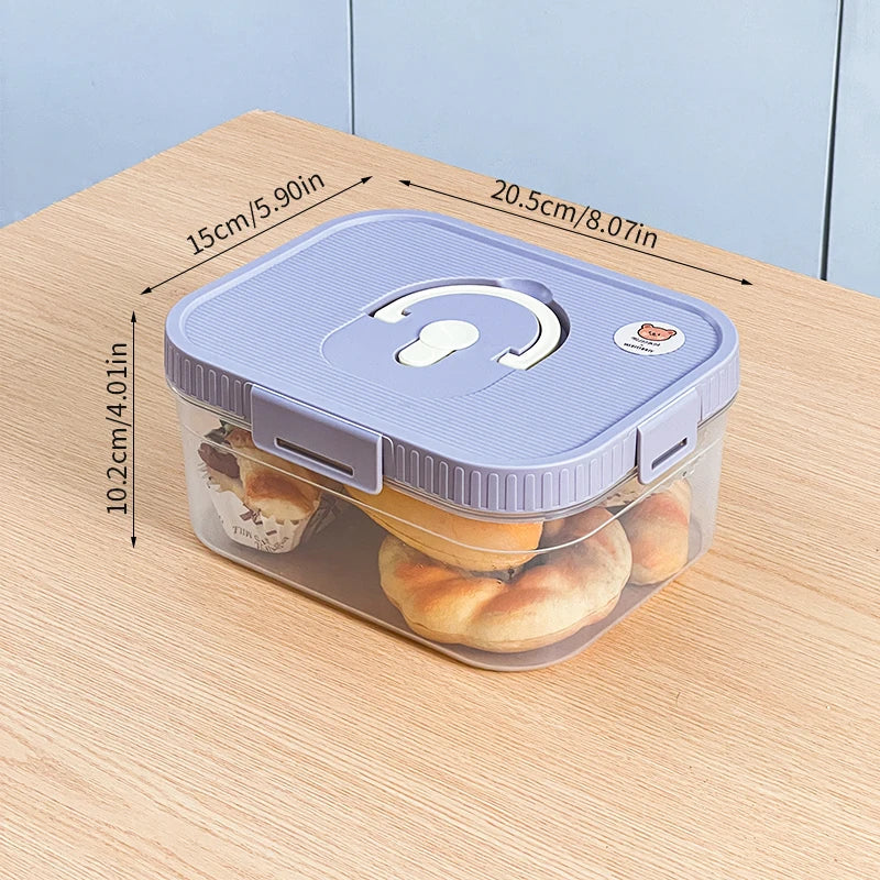 WORTHBUY Food Grade Airtight Bread Box with Handle – Transparent Plastic