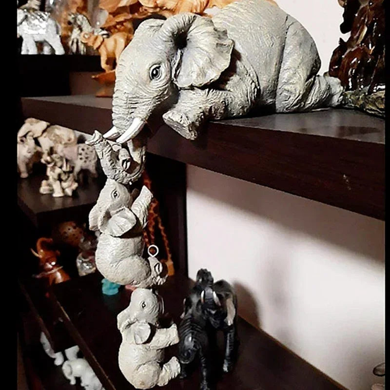 3pcs Cute Elephant Figurines Resin Animal Home Décor Gift Set