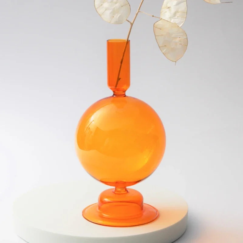 Handmade Nordic Glass Candlestick – Retro Candle Holder & Vase