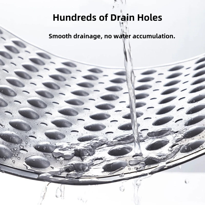 PVC Non-Slip Shower Mat with Suction Cups – Drain Holes Bathtub Rug