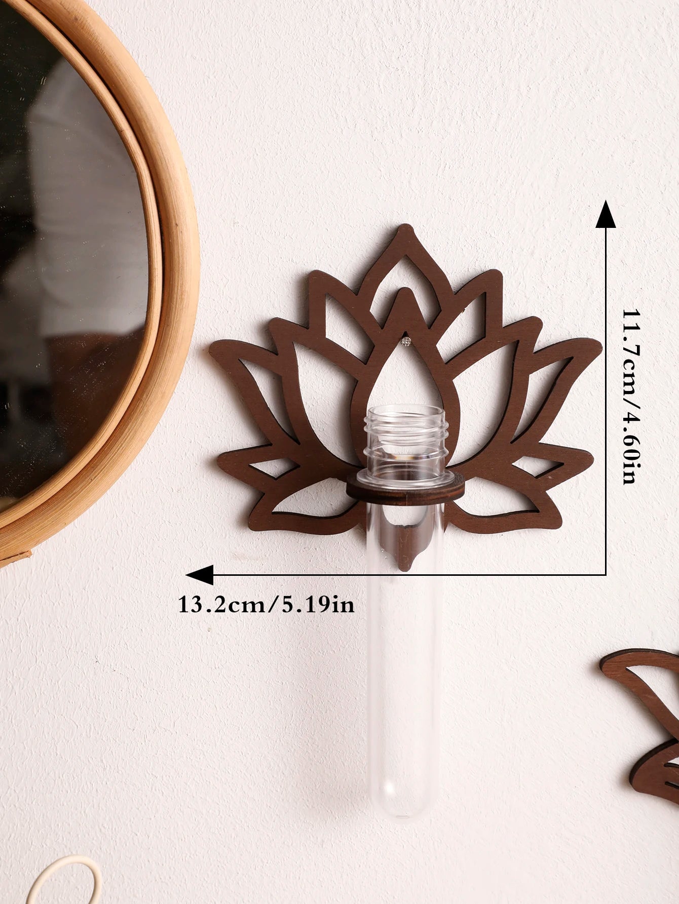 Lotus Shape Wooden Wall Planter & Vase Stand