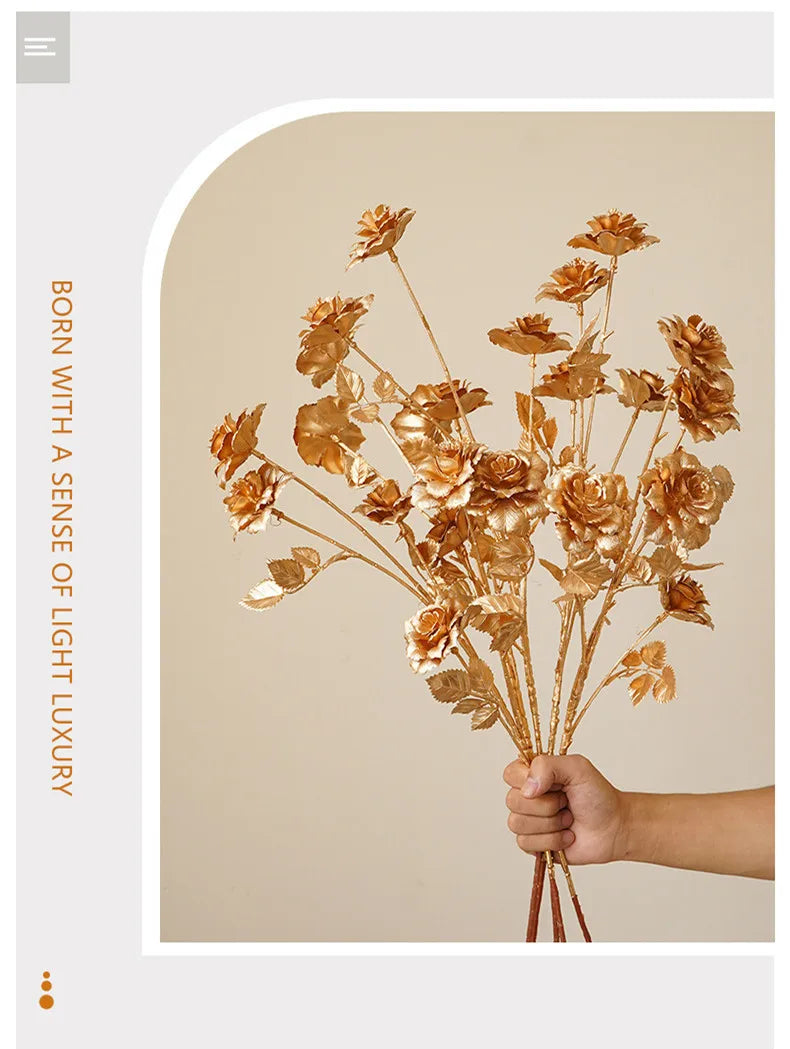 67–84cm Golden Artificial Leaf Branch Wedding & Home Decor