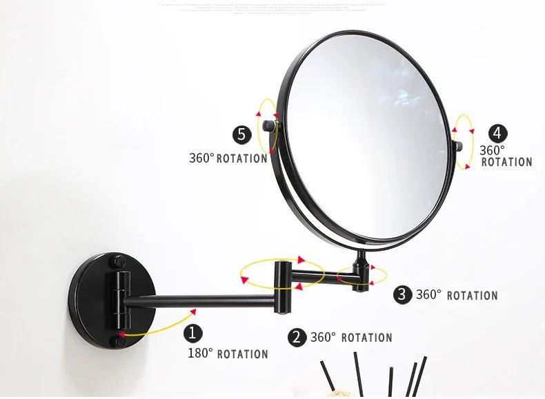 Wall-Mounted Dual-Sided 8-Inch Magnifying Mirror for Makeup and Grooming