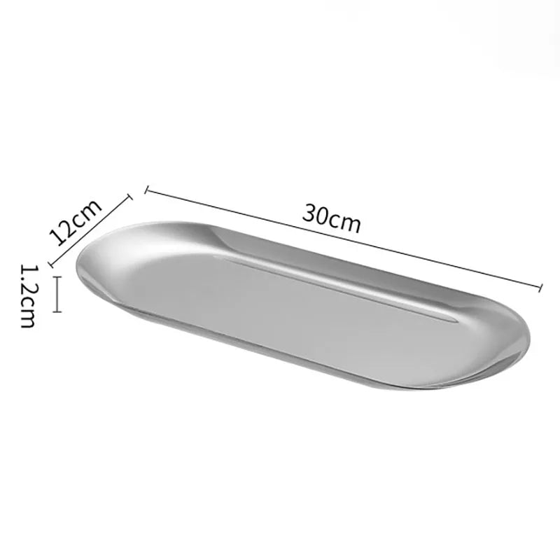 Oval Stainless Steel Dining & Dessert Plate – Gold & Silver Snack Tray