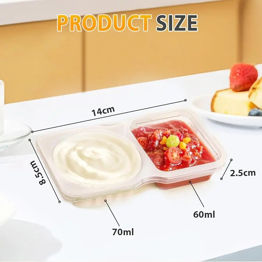 Reusable Double Compartment Snack & Condiment Container – Leak-Proof Plastic Storage Box