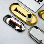 Oval Stainless Steel Dining & Dessert Plate – Gold & Silver Snack Tray