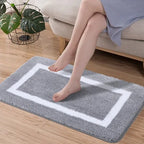 Absorbent Microfiber Bath Mat, Soft Plush Non-Slip Bathroom Rug, Thick Floor Mat for Shower, Toilet & Bedroom