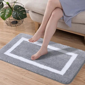 Absorbent Microfiber Bath Mat, Soft Plush Non-Slip Bathroom Rug, Thick Floor Mat for Shower, Toilet & Bedroom