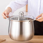 22cm Stainless Steel Stock Pot with Glass Cover – Soup & Kitchen Tool